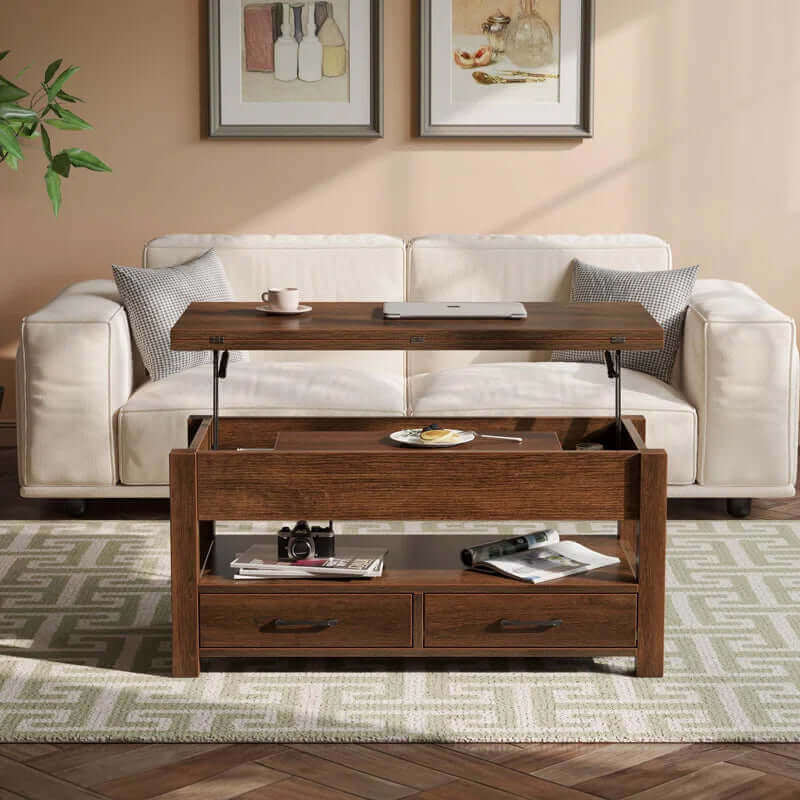 Lift-Top Coffee Table with Storage – Modern Farmhouse Design for Living Room