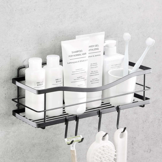 Premium Shower Caddy – Self-Adhesive, Drill-Free Organizer with Hooks & Rustproof Stainless Steel Shelves