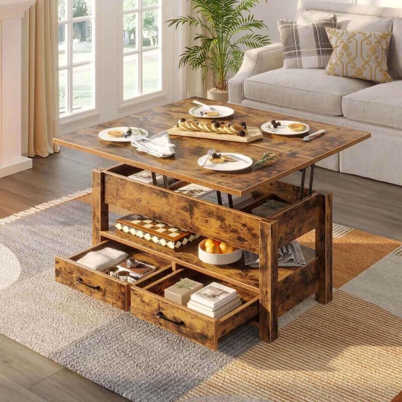 Lift-Top Coffee Table with Storage – Modern Farmhouse Design for Living Room