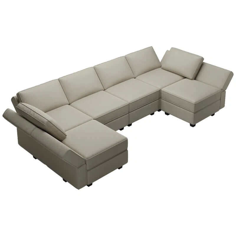 Luxe Velvet U-Shaped Modular Sectional with Storage - Seats 7