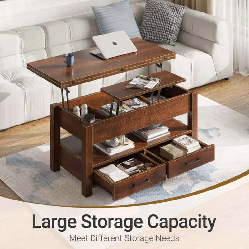 Lift-Top Coffee Table with Storage – Modern Farmhouse Design for Living Room