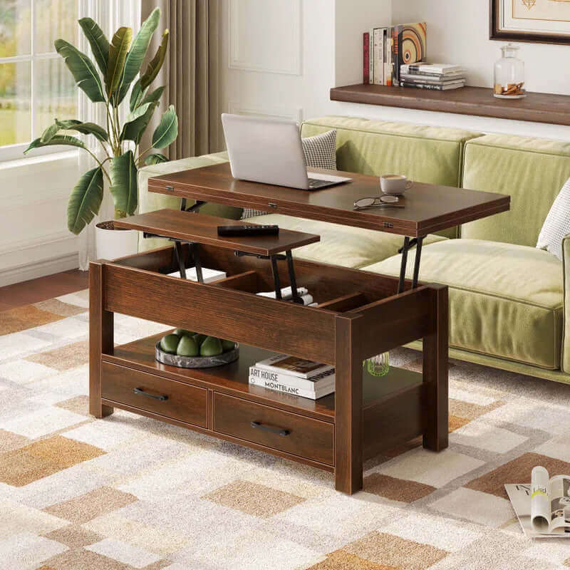 Lift-Top Coffee Table with Storage – Modern Farmhouse Design for Living Room