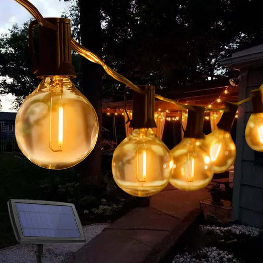 27FT Solar Powered Shatterproof String Lights with Remote Control - 25 Bulbs