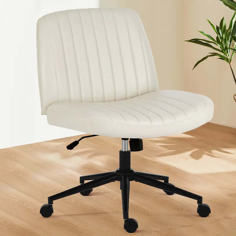 Armless Cross-Legged Swivel Chair - Wide Seat Home Office Desk Chair