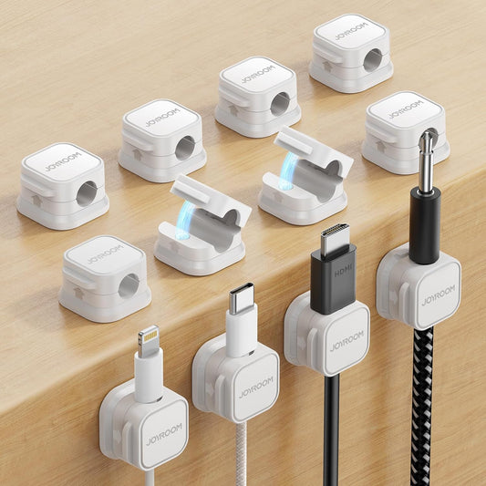 12-Pack Magnetic Cord Organizers - Adjustable Cable Clips for Desk, Home, Office, Car, and Nightstand