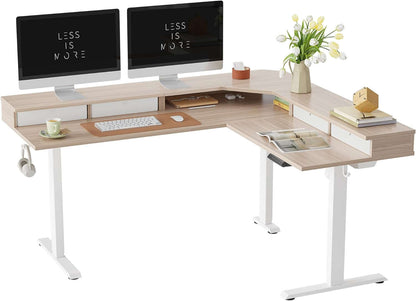 63" L-Shaped Electric Standing Desk – Adjustable Height Sit-Stand Corner Desk