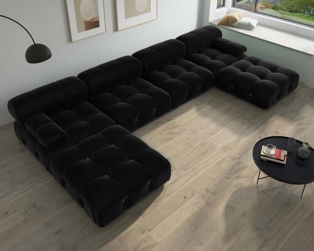 138.6'' Velvet Modular Sofa with Reversible Chaise & Ottoman