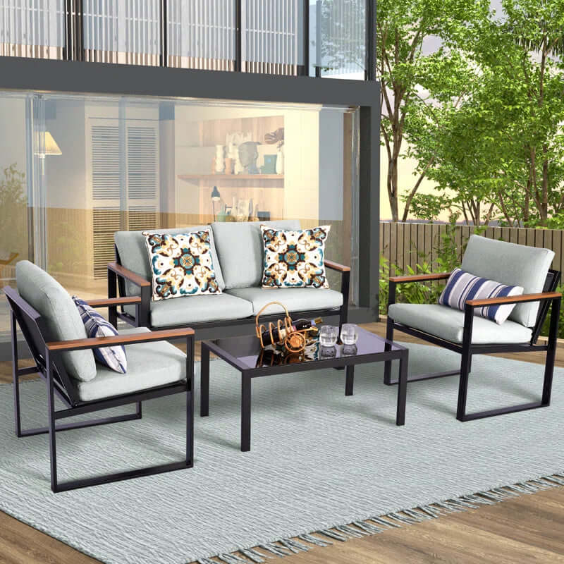 4-Person Outdoor Seating Group with Cushions