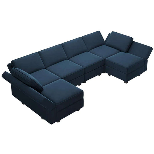 Luxe Velvet U-Shaped Modular Sectional with Storage - Seats 7