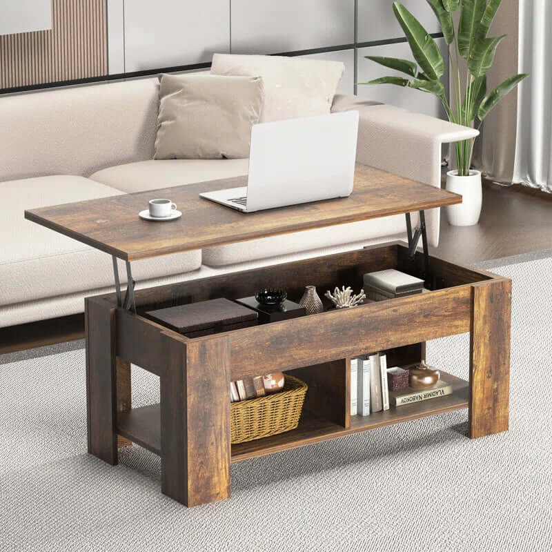 Lift Top Coffee Table with Storage – Extendable and Adjustable Modern Design