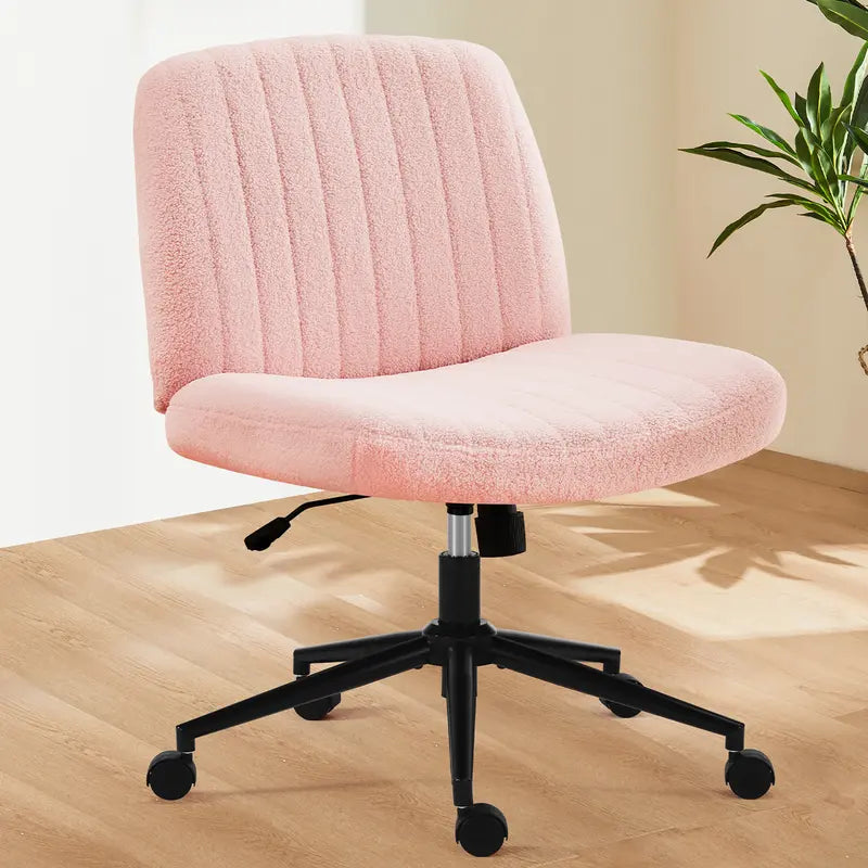 Armless Cross-Legged Swivel Chair - Wide Seat Home Office Desk Chair