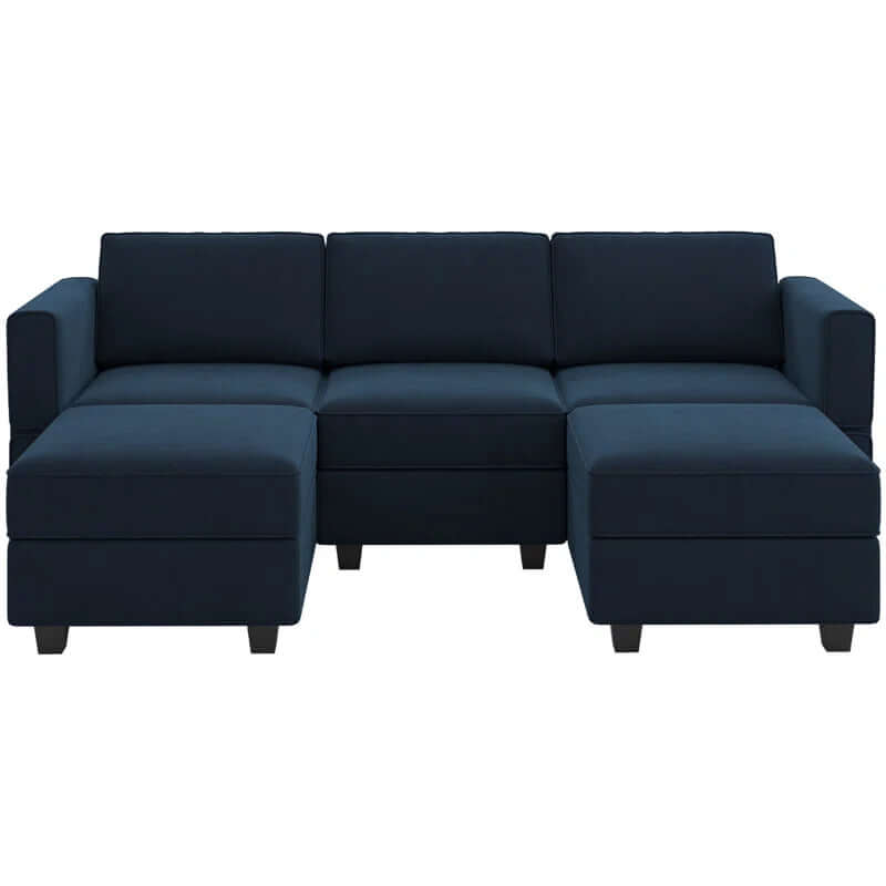 Velvet U-Shaped Modular Sectional with Storage Ottoman - Ideal for Apartments