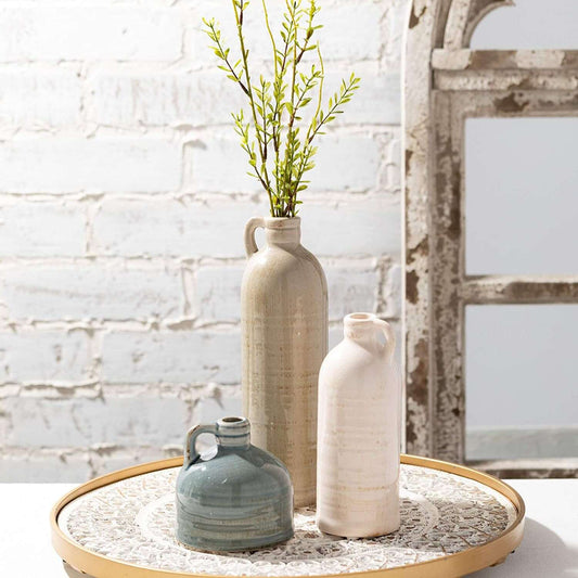 Farmhouse Chic Ceramic Jug Vase Set - Versatile Decor for Every Room 