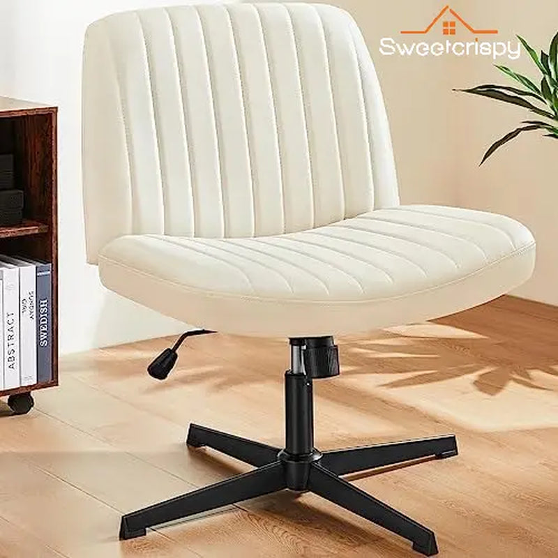 Armless Cross-Legged Swivel Chair - Wide Seat Home Office Desk Chair