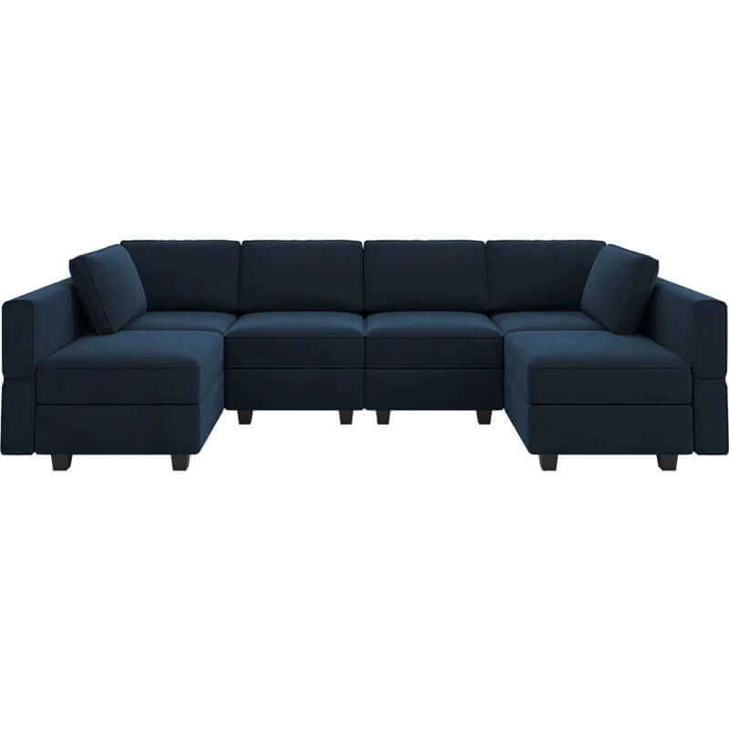 Luxe Velvet U-Shaped Modular Sectional with Storage - Seats 7