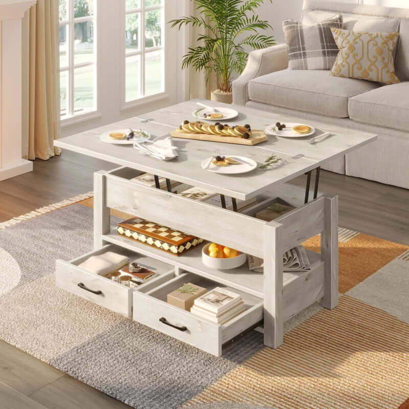 Lift-Top Coffee Table with Storage – Modern Farmhouse Design for Living Room