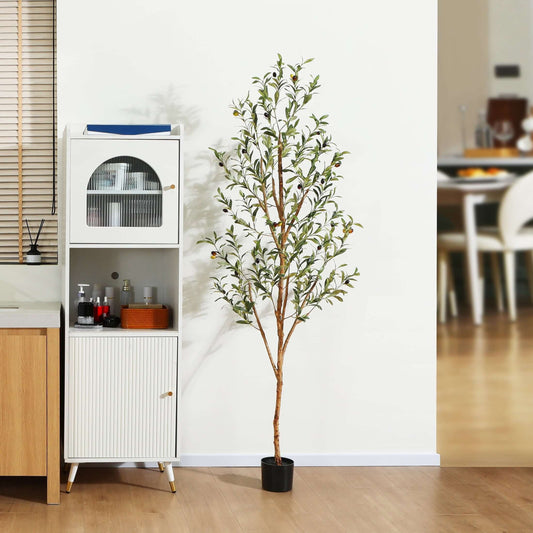 6' Artificial Olive Plant with Realistic Leaves and Natural Trunk