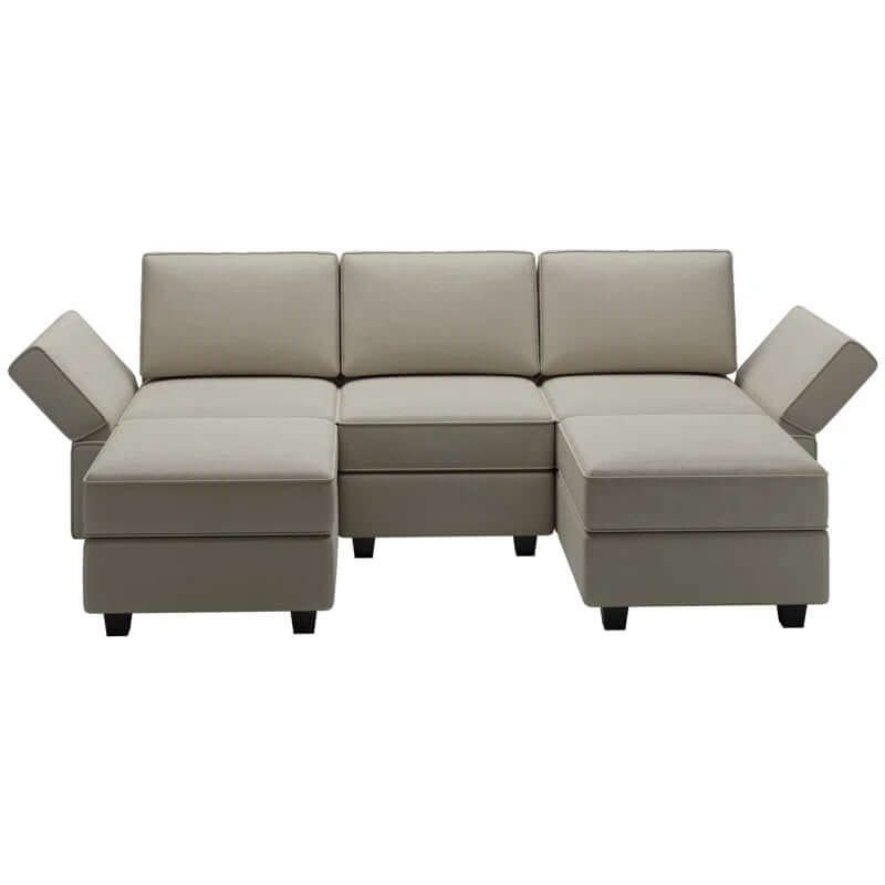 Velvet U-Shaped Modular Sectional with Storage Ottoman - Ideal for Apartments