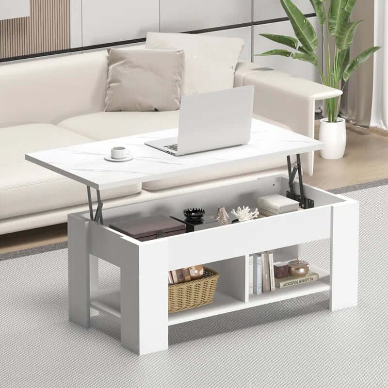 Lift Top Coffee Table with Storage – Extendable and Adjustable Modern Design