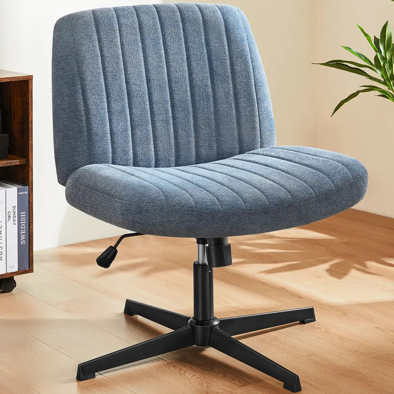 Armless Cross-Legged Swivel Chair - Wide Seat Home Office Desk Chair