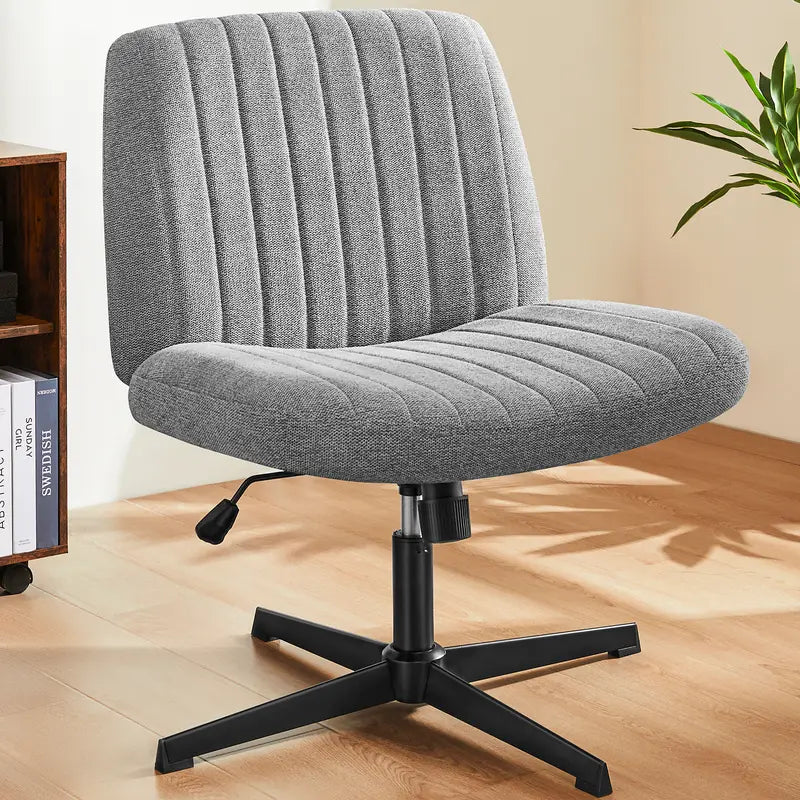 Armless Cross-Legged Swivel Chair - Wide Seat Home Office Desk Chair