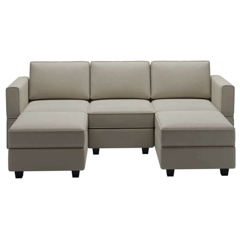 Velvet U-Shaped Modular Sectional with Storage Ottoman - Ideal for Apartments