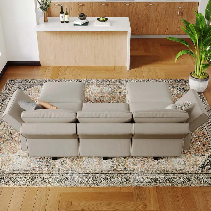 Velvet U-Shaped Modular Sectional with Storage Ottoman - Ideal for Apartments