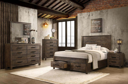 Woodmont Eastern King Bed 5-Piece Set, Rustic Golden Brown