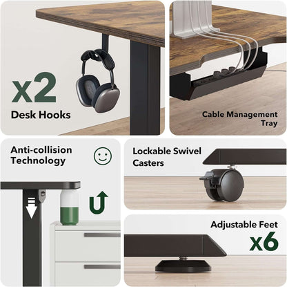 63" L-Shaped Electric Standing Desk – Adjustable Height Sit-Stand Corner Desk