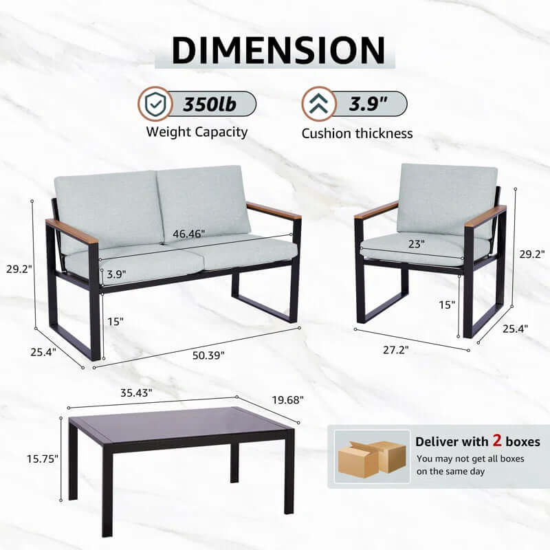 4-Person Outdoor Seating Group with Cushions