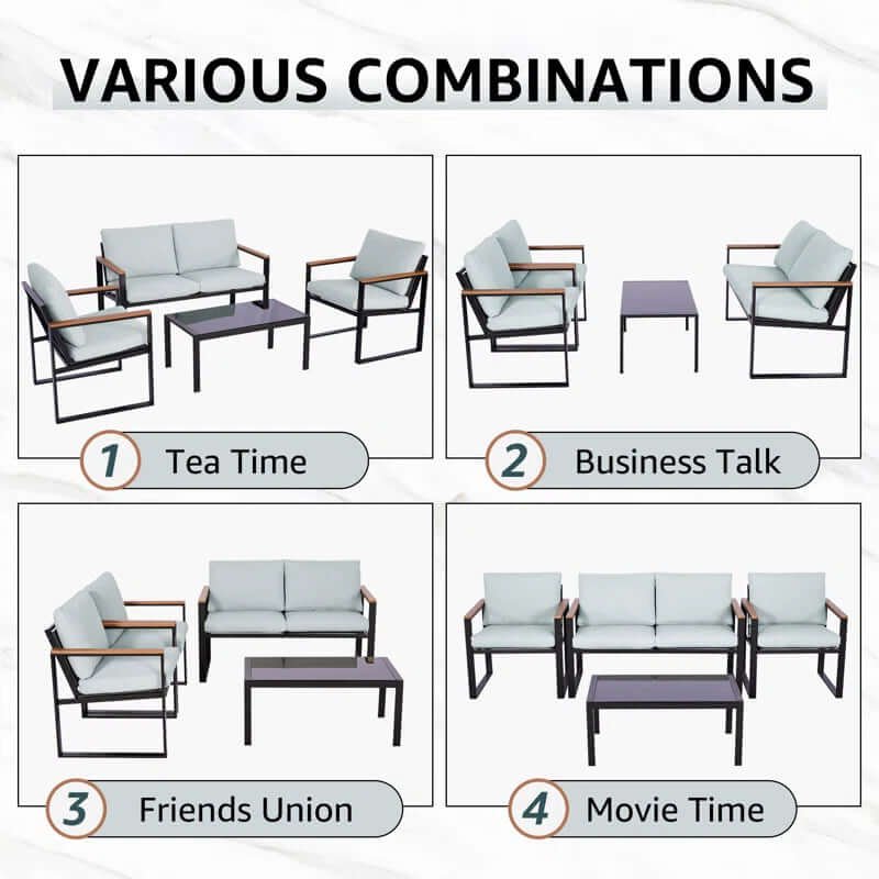 4-Person Outdoor Seating Group with Cushions