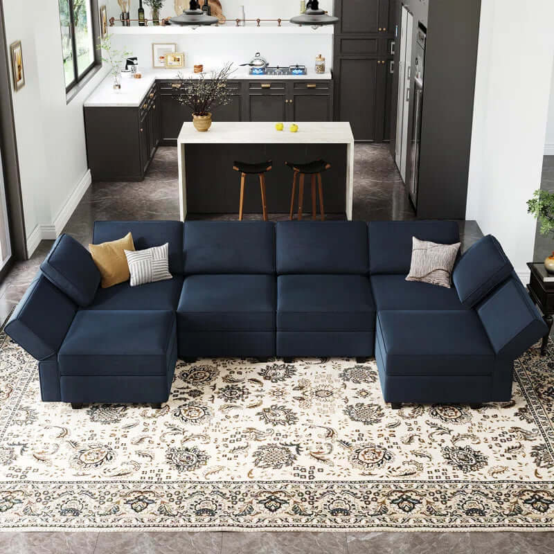 Luxe Velvet U-Shaped Modular Sectional with Storage - Seats 7