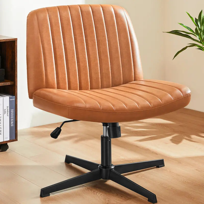 Armless Cross-Legged Swivel Chair - Wide Seat Home Office Desk Chair