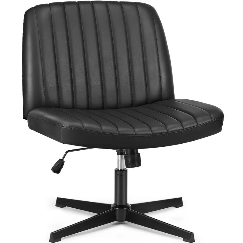 Armless Cross-Legged Swivel Chair - Wide Seat Home Office Desk Chair