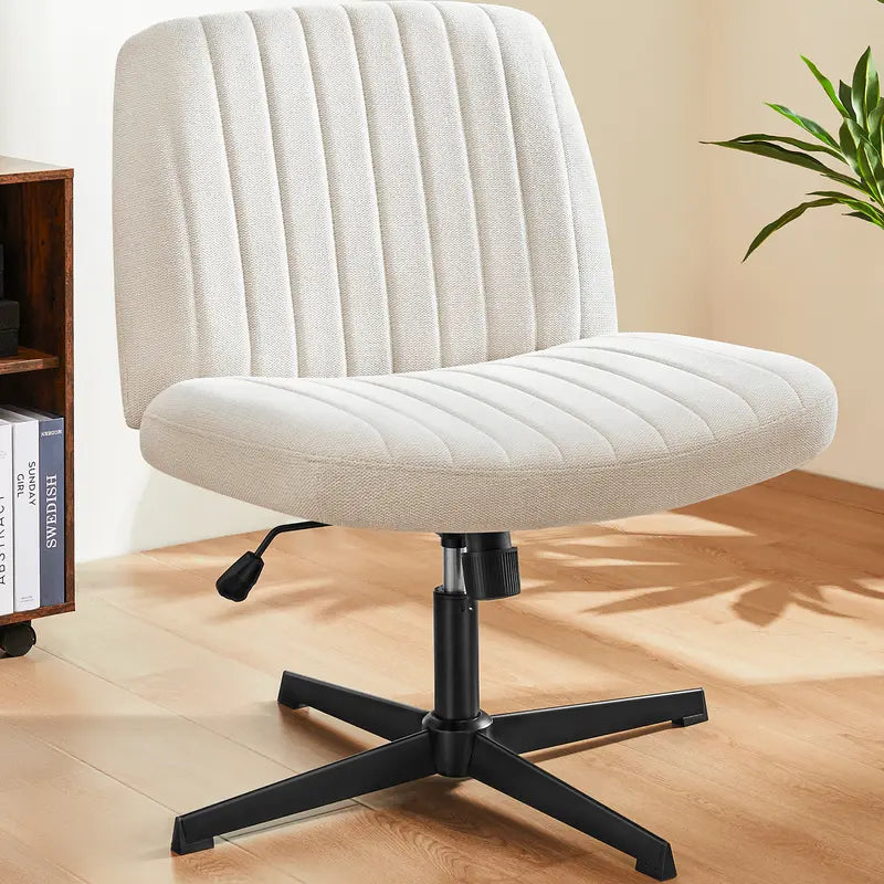 Armless Cross-Legged Swivel Chair - Wide Seat Home Office Desk Chair