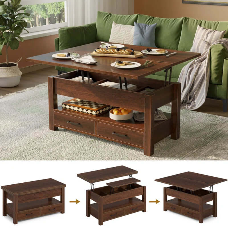 Lift-Top Coffee Table with Storage – Modern Farmhouse Design for Living Room