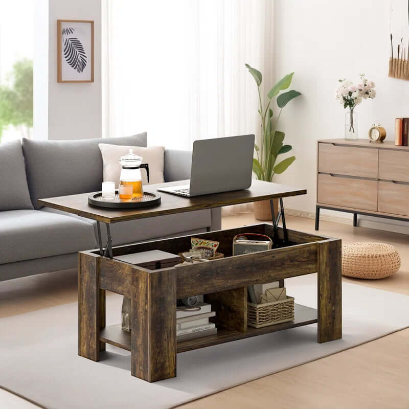 Lift Top Coffee Table with Storage – Extendable and Adjustable Modern Design