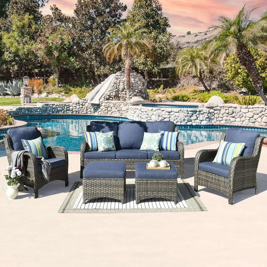 Sanctuary Multi-Piece High Back Wicker Patio Set with Cushions