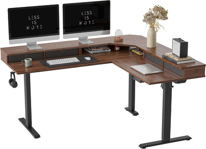 63" L-Shaped Electric Standing Desk – Adjustable Height Sit-Stand Corner Desk