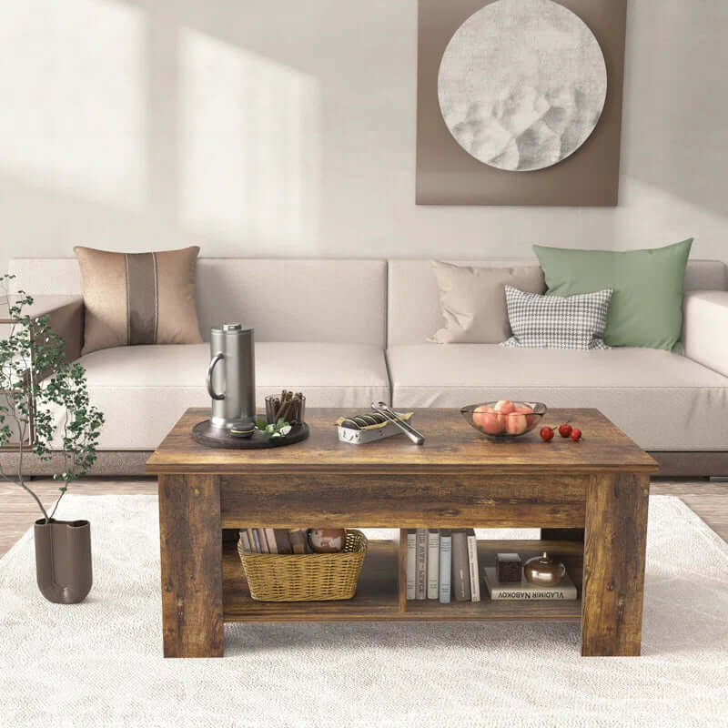 Lift Top Coffee Table with Storage – Extendable and Adjustable Modern Design