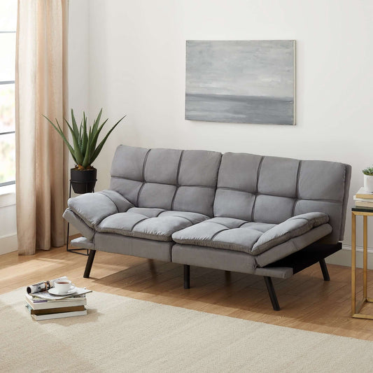 Mainstays Ultra-Comfort Memory Foam Futon Sofa - Convertible 72" x 34" x 32", for Living Room or Guest Space