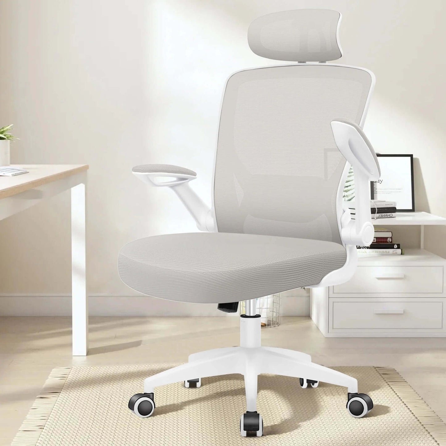 High Back Ergonomic Mesh Office Chair – Adjustable Lumbar Support, Headrest, Flip-Up Armrests