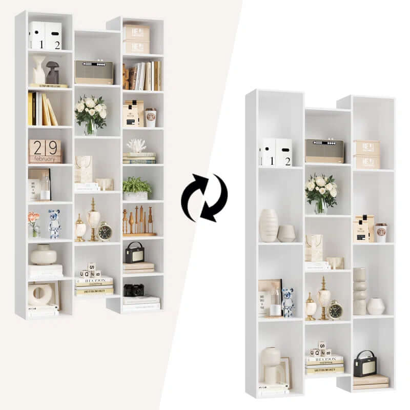 8-Tier Adjustable Cube Bookcase & Media Storage (71.3''H)