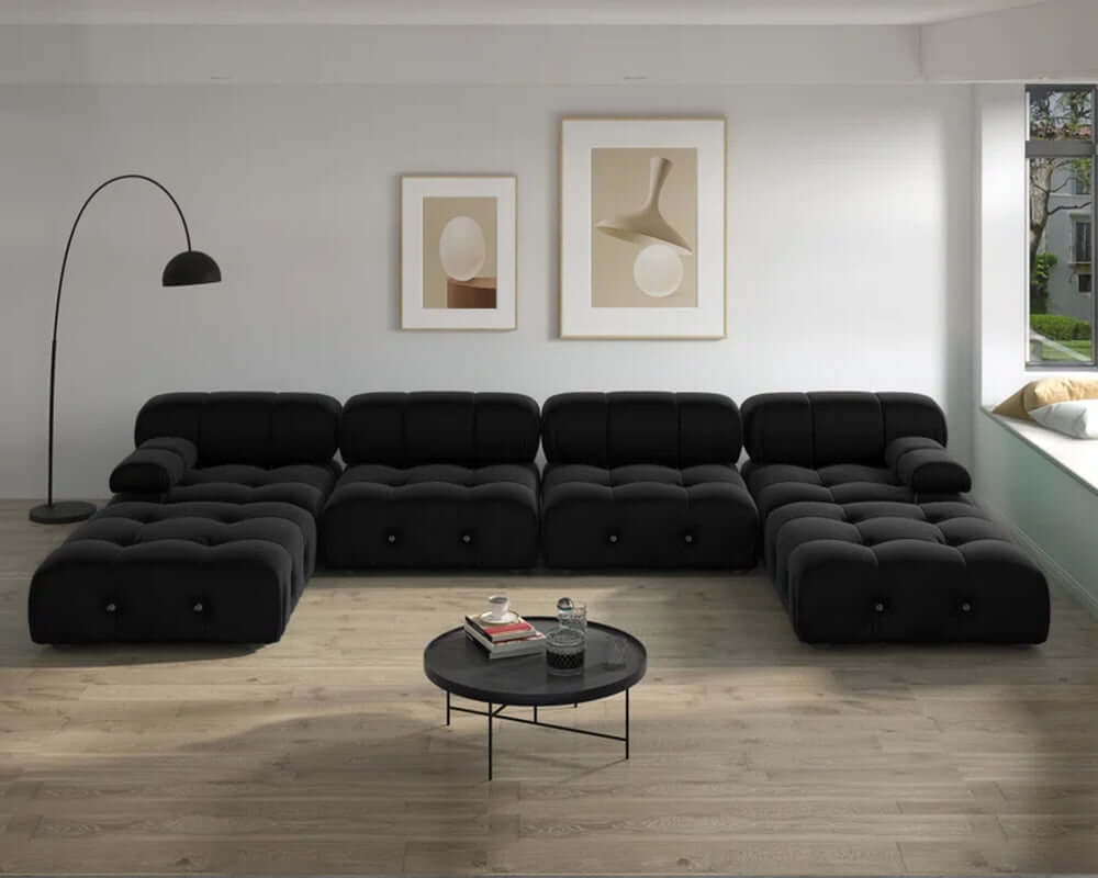 138.6'' Velvet Modular Sofa with Reversible Chaise & Ottoman