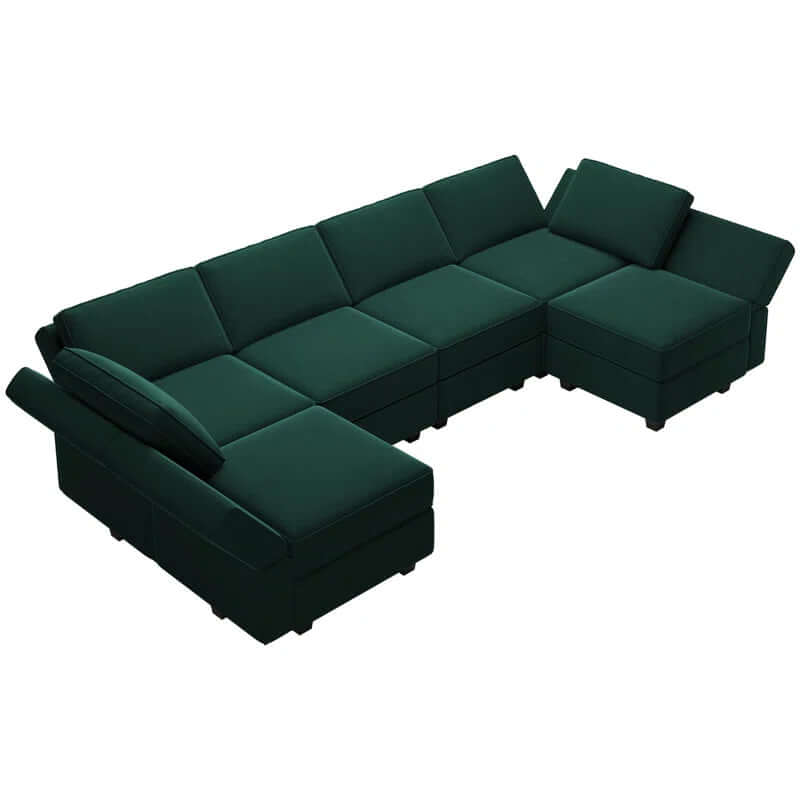 Luxe Velvet U-Shaped Modular Sectional with Storage - Seats 7