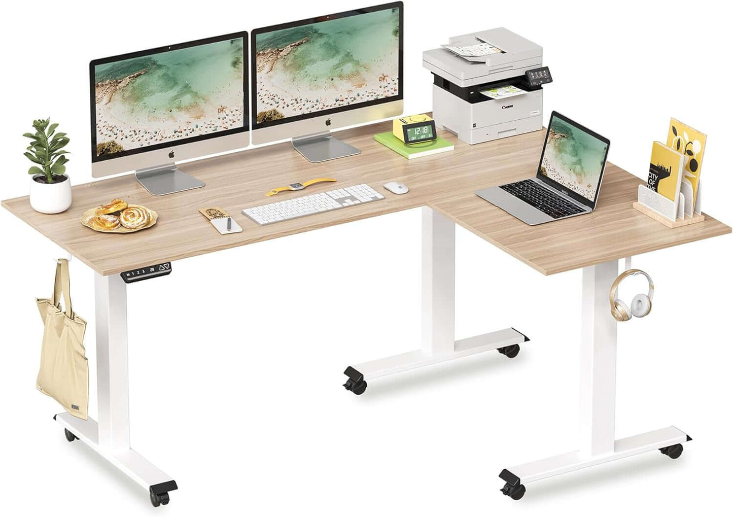 63" L-Shaped Electric Standing Desk – Adjustable Height Sit-Stand Corner Desk