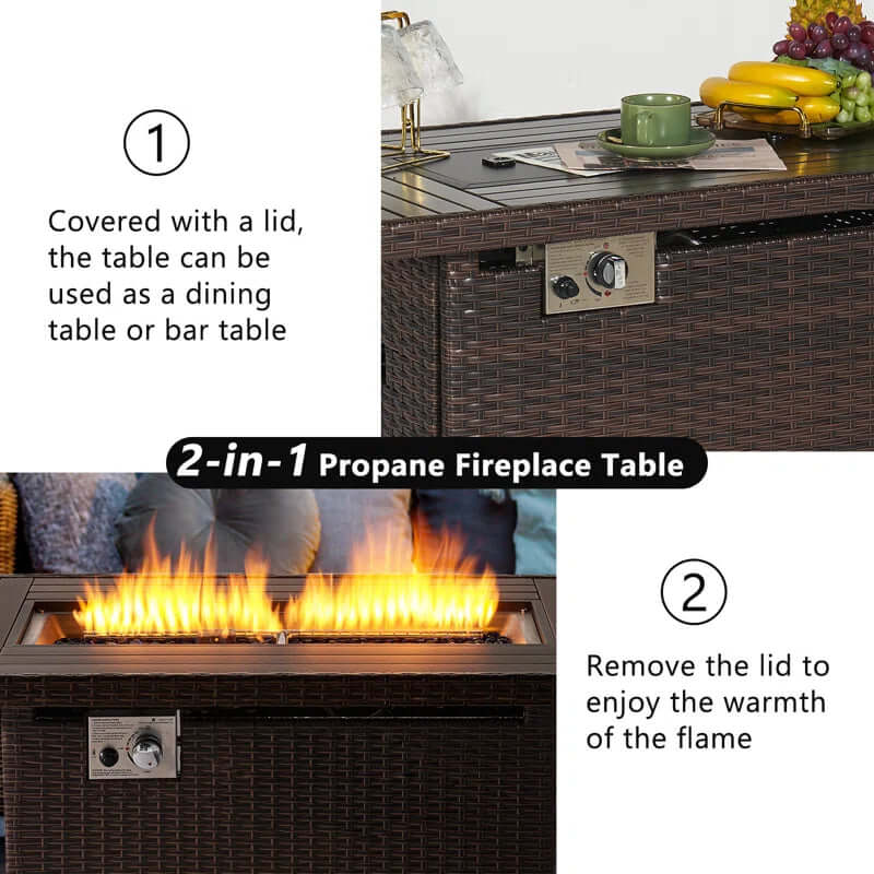 Koni 40'' Steel Propane Fire Pit Table with Storage – Outdoor Elegance