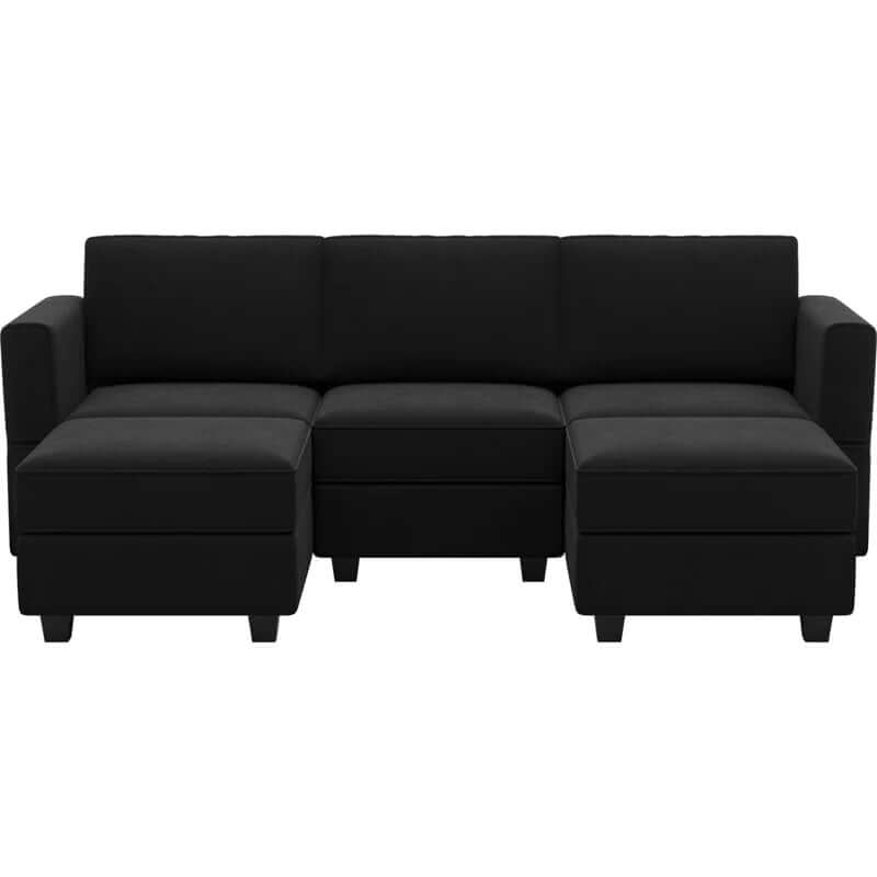 Velvet U-Shaped Modular Sectional with Storage Ottoman - Ideal for Apartments