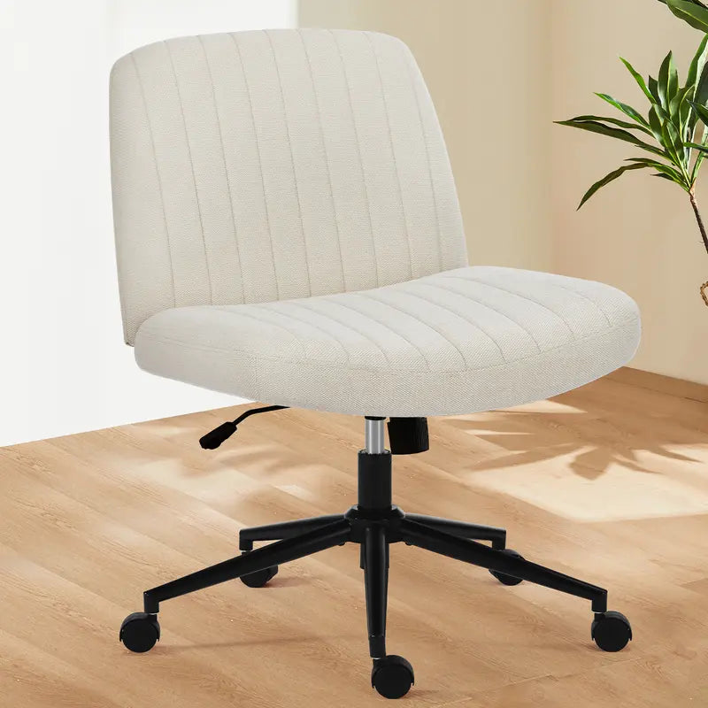 Armless Cross-Legged Swivel Chair - Wide Seat Home Office Desk Chair