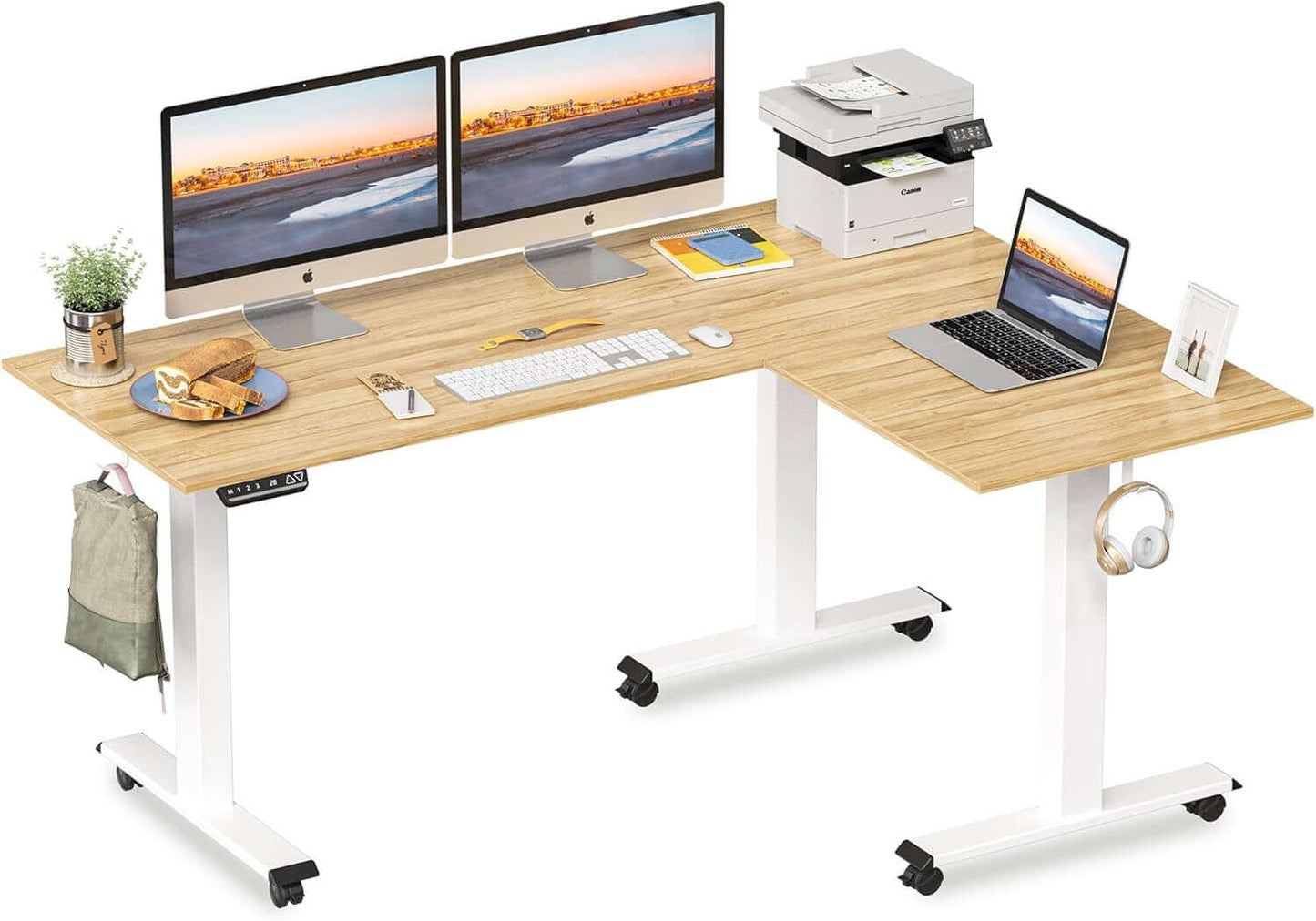 63" L-Shaped Electric Standing Desk – Adjustable Height Sit-Stand Corner Desk